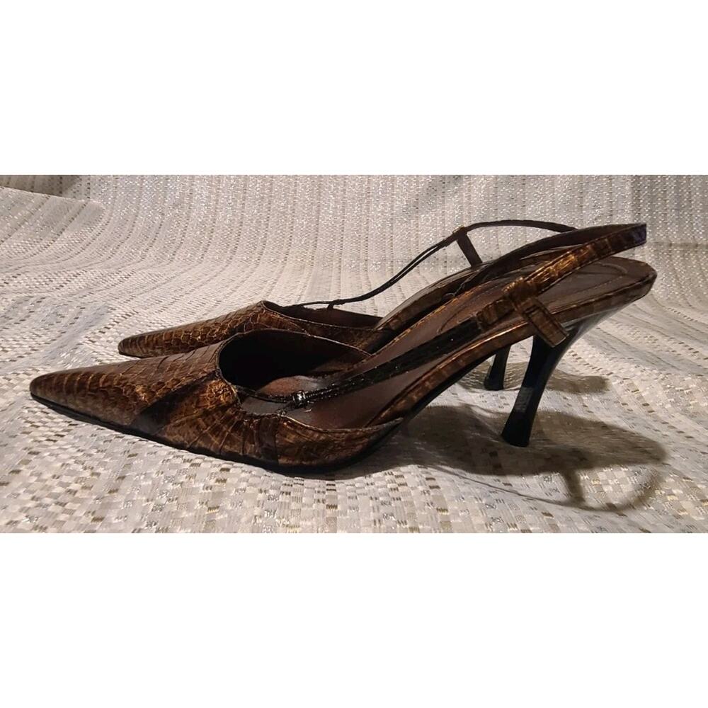 Bandolino Kitten Heels Size 81/2 Brown Marble Snake Pointy Toe